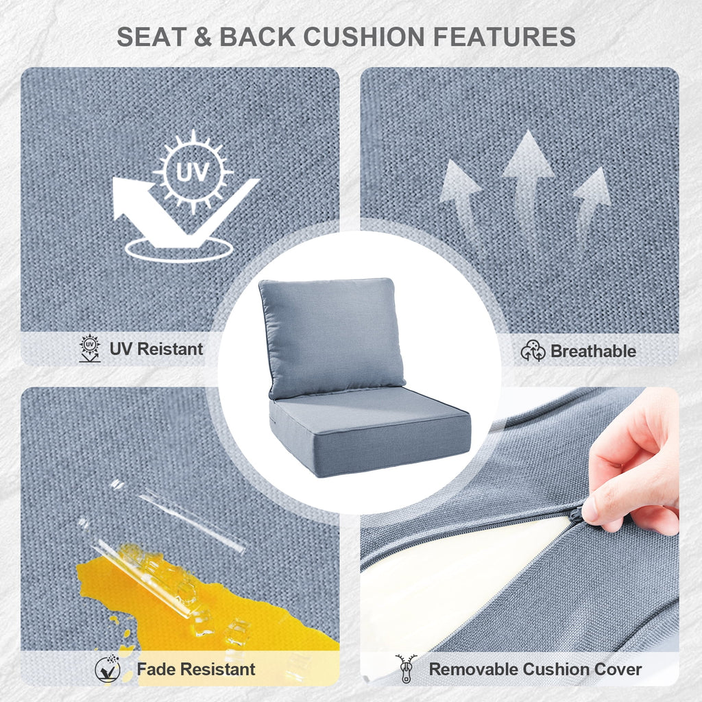Bellefurn Outdoor Deep Seat Cushion 24 X 24 X 6 in for Patio Furniture, Outdoor Chair Cushions Waterproof & Fade Resistant Patio Furniture Cushions for Wicker Chair, Sofa, Couch