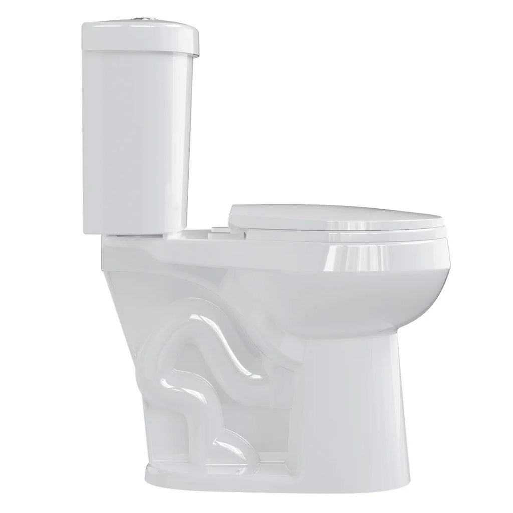 21" Toilet, Two - Piece Toilet, ADA Toilet with Dual Flush, Elongated Toilets for Bathrooms with Soft Close Seat, Universal Height with 1.28 Siphonic Flush Cotton White