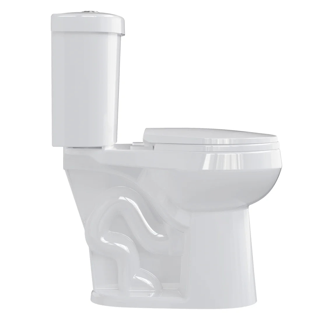 21" Toilet, Two - Piece Toilet, ADA Toilet with Dual Flush, Elongated Toilets for Bathrooms with Soft Close Seat, Universal Height with 1.28 Siphonic Flush Cotton White