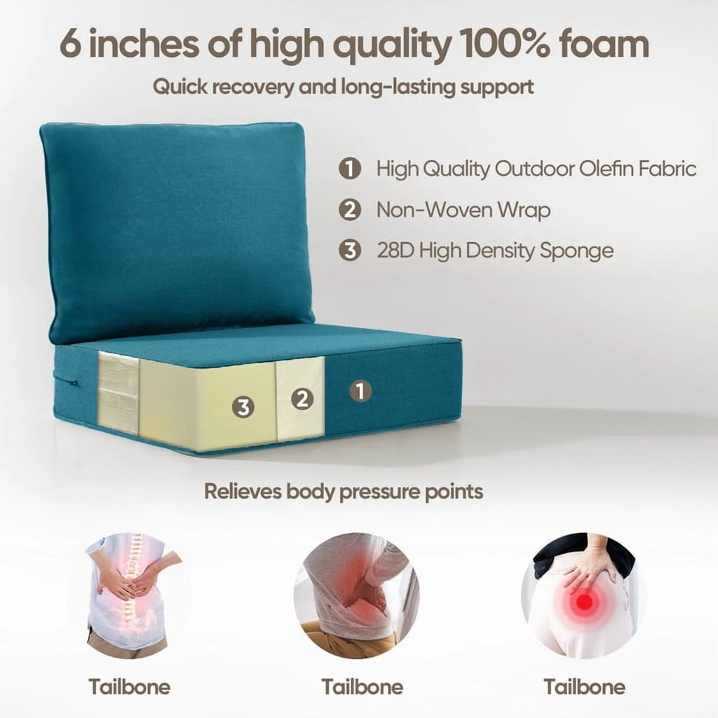 Bellefurn Outdoor Deep Seat Cushion 24 X 24 X 6 in for Patio Furniture, Outdoor Chair Cushions Waterproof & Fade Resistant Patio Furniture Cushions for Wicker Chair, Sofa, Couch