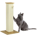 PawHut Kratzbaum inkl. Spielzeug, 38 cm x 38 cm x 80 cm, Beige + Natur