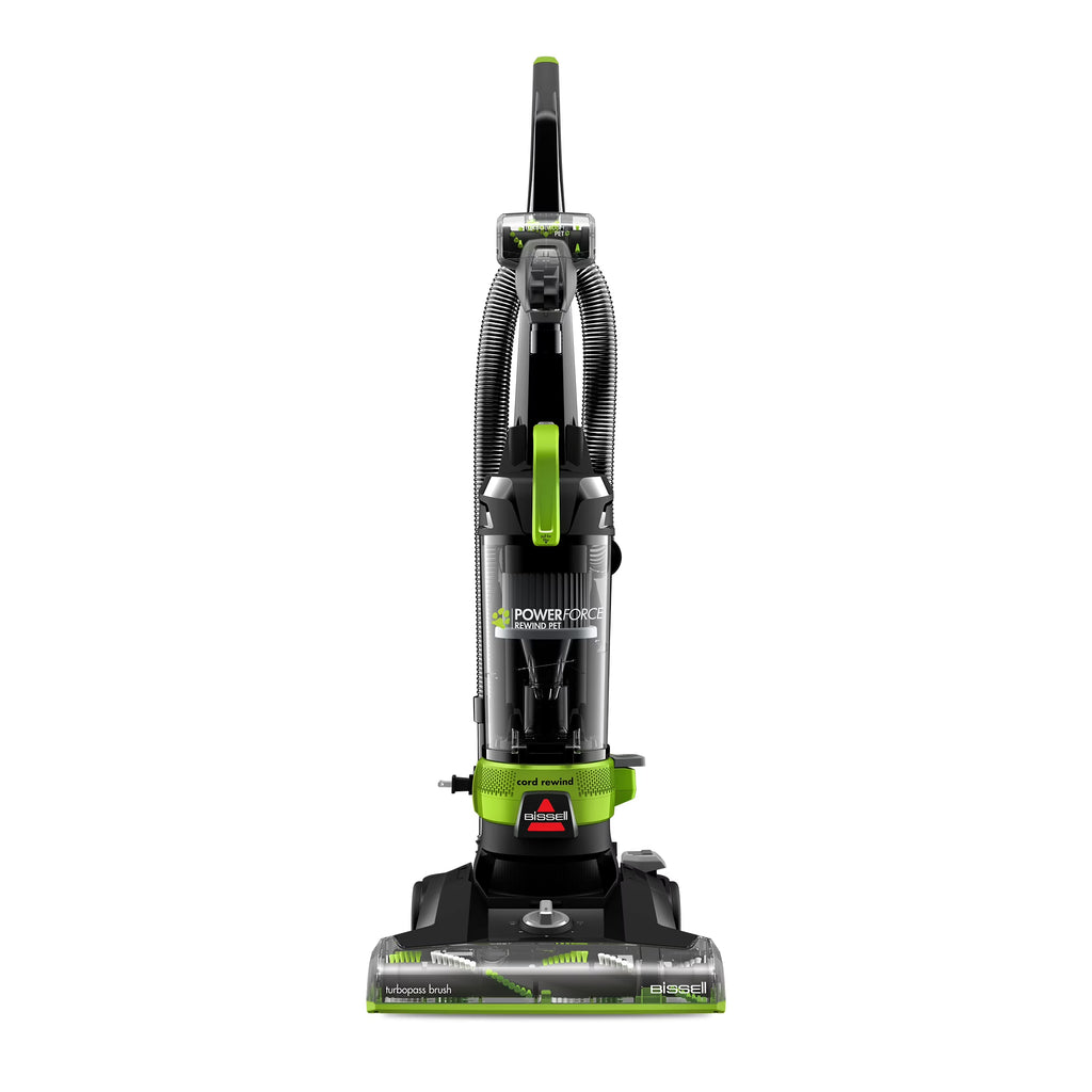 BISSELL Powerforce Helix Turbo Rewind Pet, Upright Vacuum, Pet Friendly, Automatic Cord Rewind, Powerful Pet Hair Pickup, Extra - Wide Cleaning Path, 3333, Black & Green