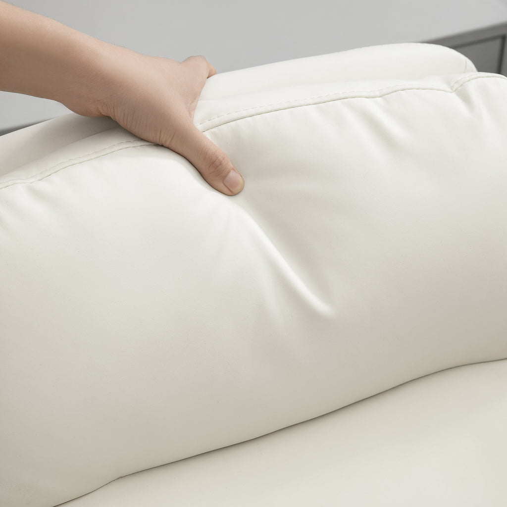 HOMCOM Höhenverstellbarer Schreibtischstuhl mit weichem Kissen und Kunstleder-Bezug, flexiblen Rädern und Kippfunktion, Weiß