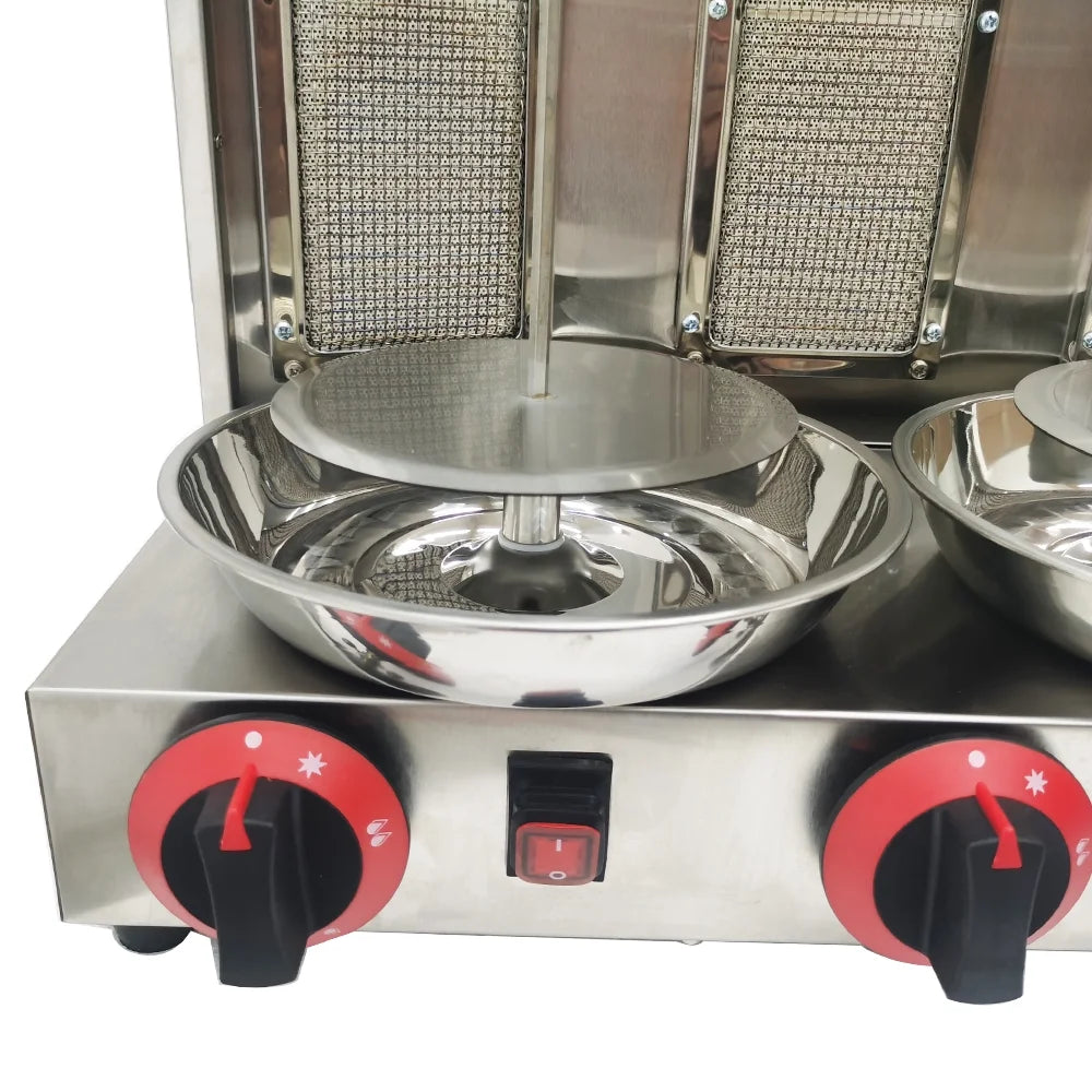 INTSUPERMAI LPG Gas Shawarma Doner Kebab Machine Grill Machine 2 Burners Vertical Broiler