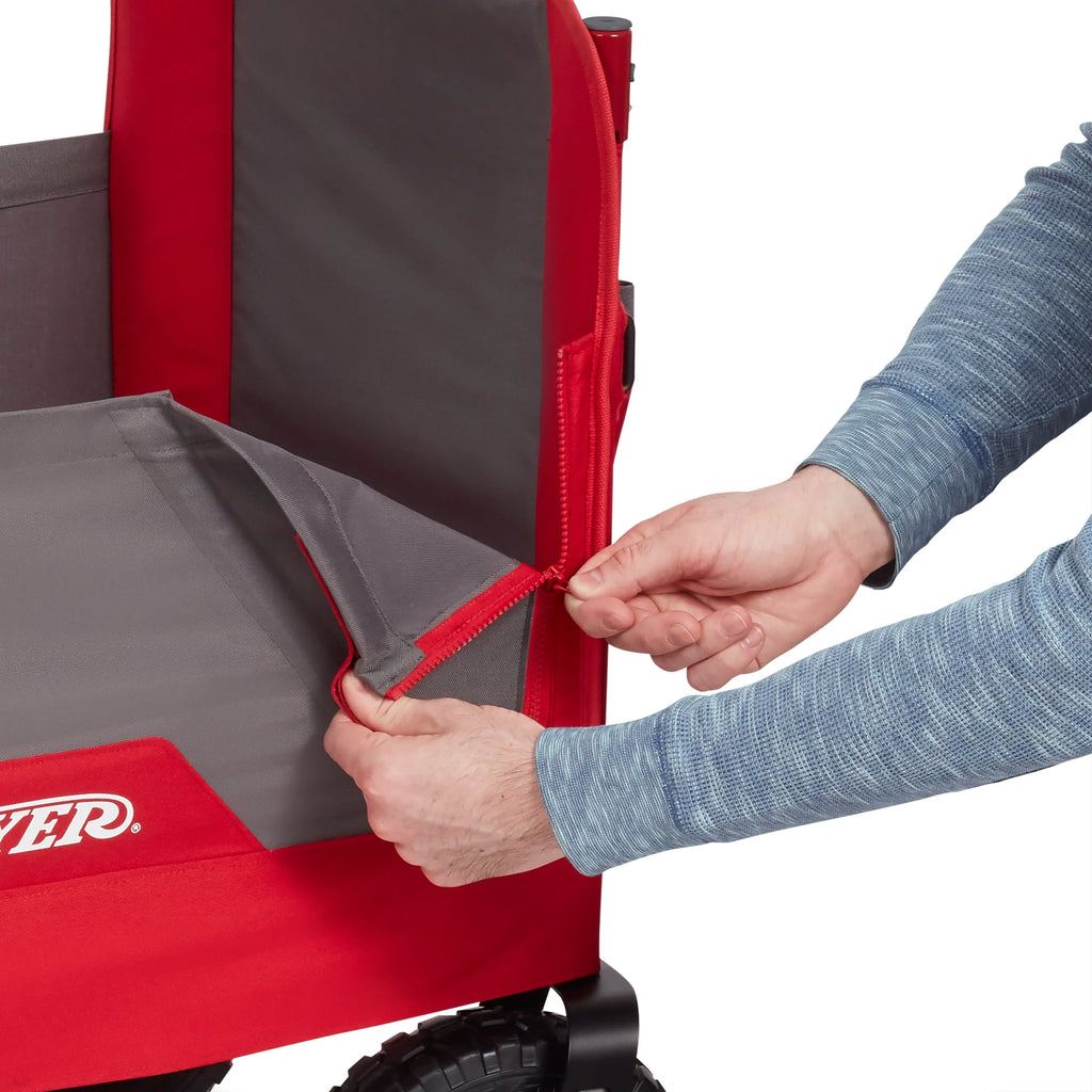 Radio Flyer, 3 - in - 1 All - Terrain EZ Fold Wagon with Canopy, Red and Gray, Air Tires