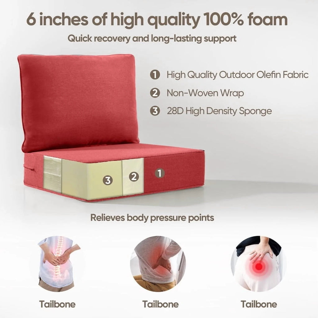 Bellefurn Outdoor Deep Seat Cushion 24 X 24 X 6 in for Patio Furniture, Outdoor Chair Cushions Waterproof & Fade Resistant Patio Furniture Cushions for Wicker Chair, Sofa, Couch