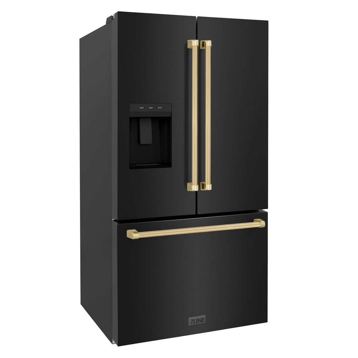 ZLINE Autograph Edition 36 in. 28.9 Cu. ft. Standard-Depth French Door External Water Dispenser Refrigerator with Dual Ice Maker in Black Stainless