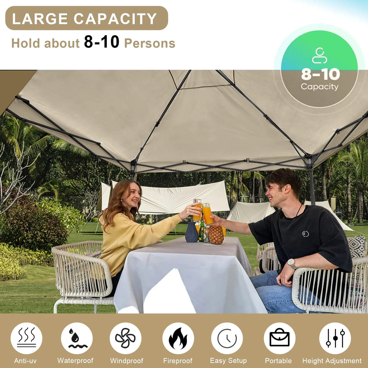 KAMPKEEPER 10x10 Pop Up Canopy Tent with Sidewalls