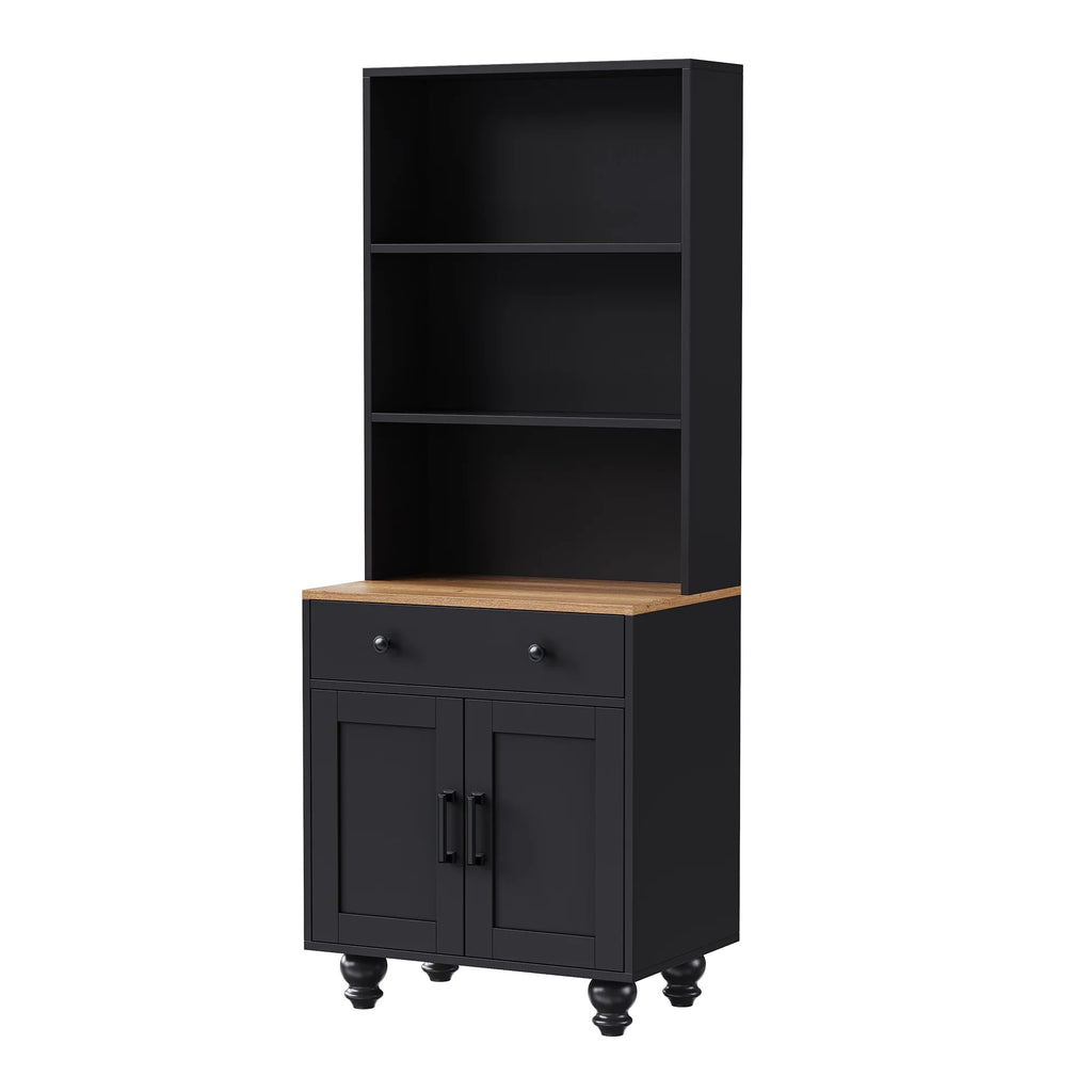 Euroco 110" Entertainment Center Wall Unit Set with Glass Display Cabinets, Adjustable Shelves & Vintage TV Stand for Tvs up to 85", Farmhouse Style Media Console with Storage, Gourd Legs