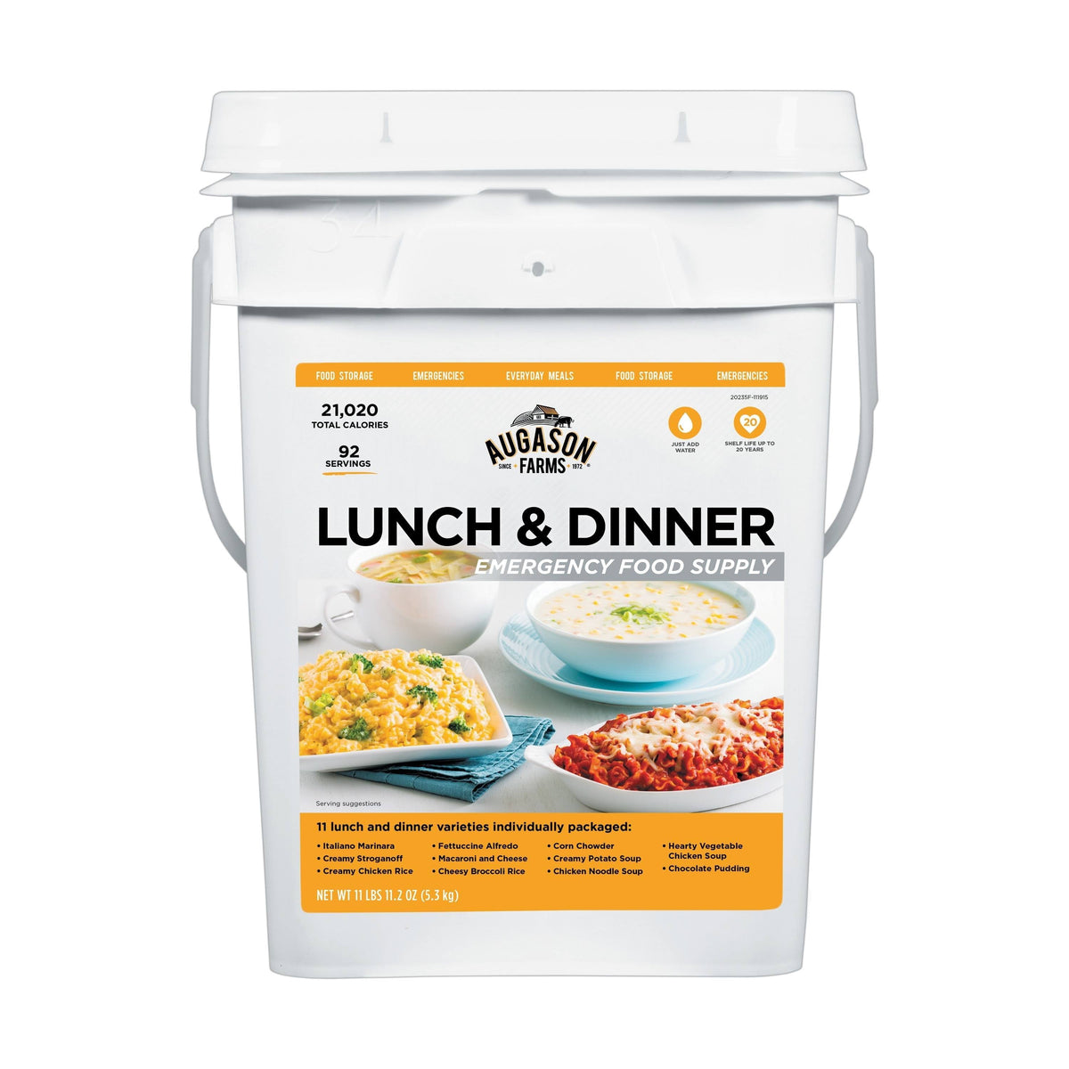 Augason Farms Emergency Food Supply Lunch & Dinner Pail