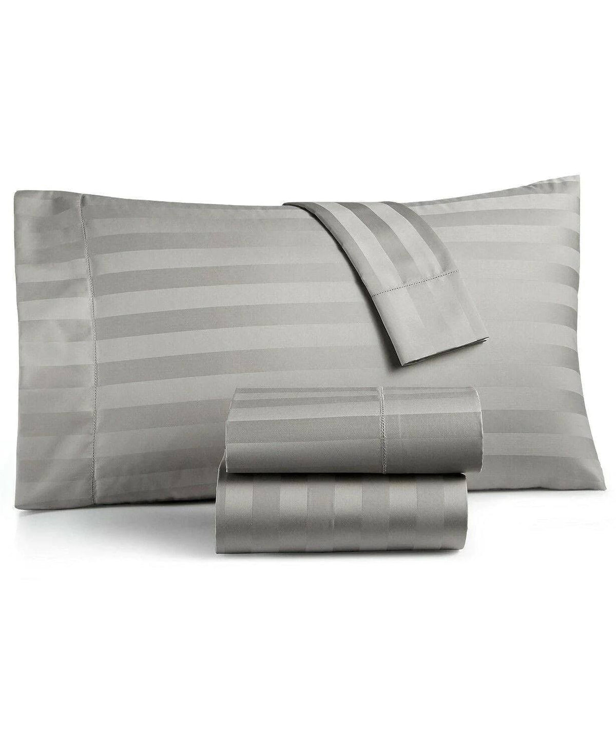 Charter Club Damask Stripe Queen 4-pc Sheet Set, 550 Thread Count 100% Supima Cotton, Created for Macy's - Gray