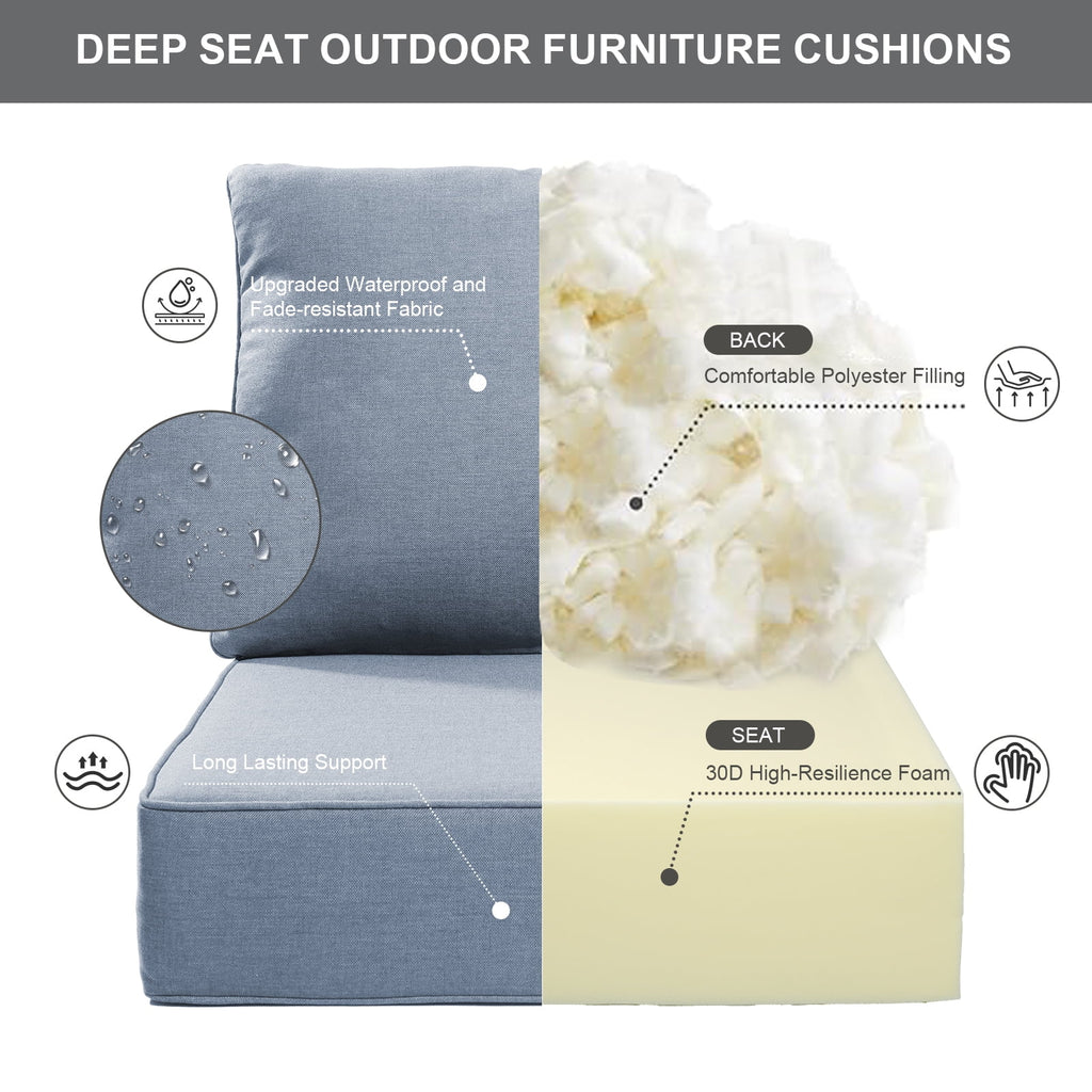 Bellefurn Outdoor Deep Seat Cushion 24 X 24 X 6 in for Patio Furniture, Outdoor Chair Cushions Waterproof & Fade Resistant Patio Furniture Cushions for Wicker Chair, Sofa, Couch