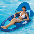 SwimWays Spring Float Recliner Pool Lounge Chair with Sun Canopy, Blue