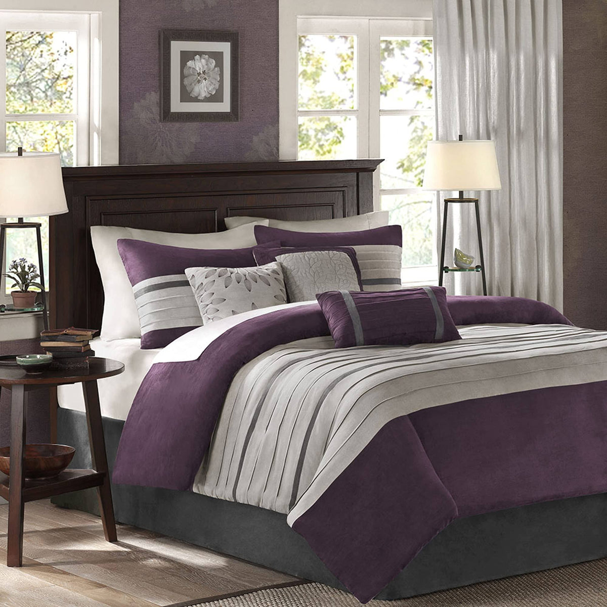 Madison Park Kennedy 7-Piece Comforter Set, Purple, King