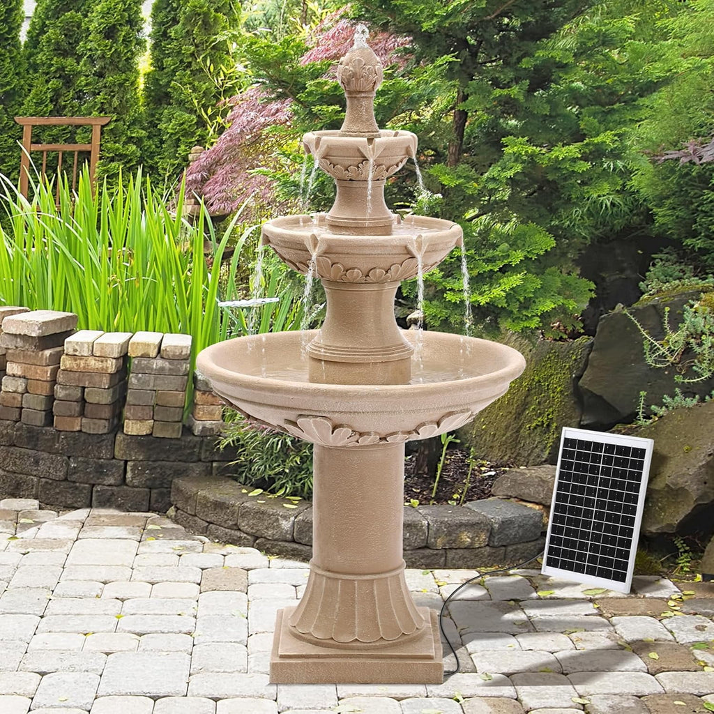 Magic Union Italian Solar Water Fountains Outdoor Garden Decor - 48.4''H Fountain and Waterfall, Large Cascading Indoor Floor - Standing Resin Bubbler Fountain Features W/Pump for Patio, Backyard