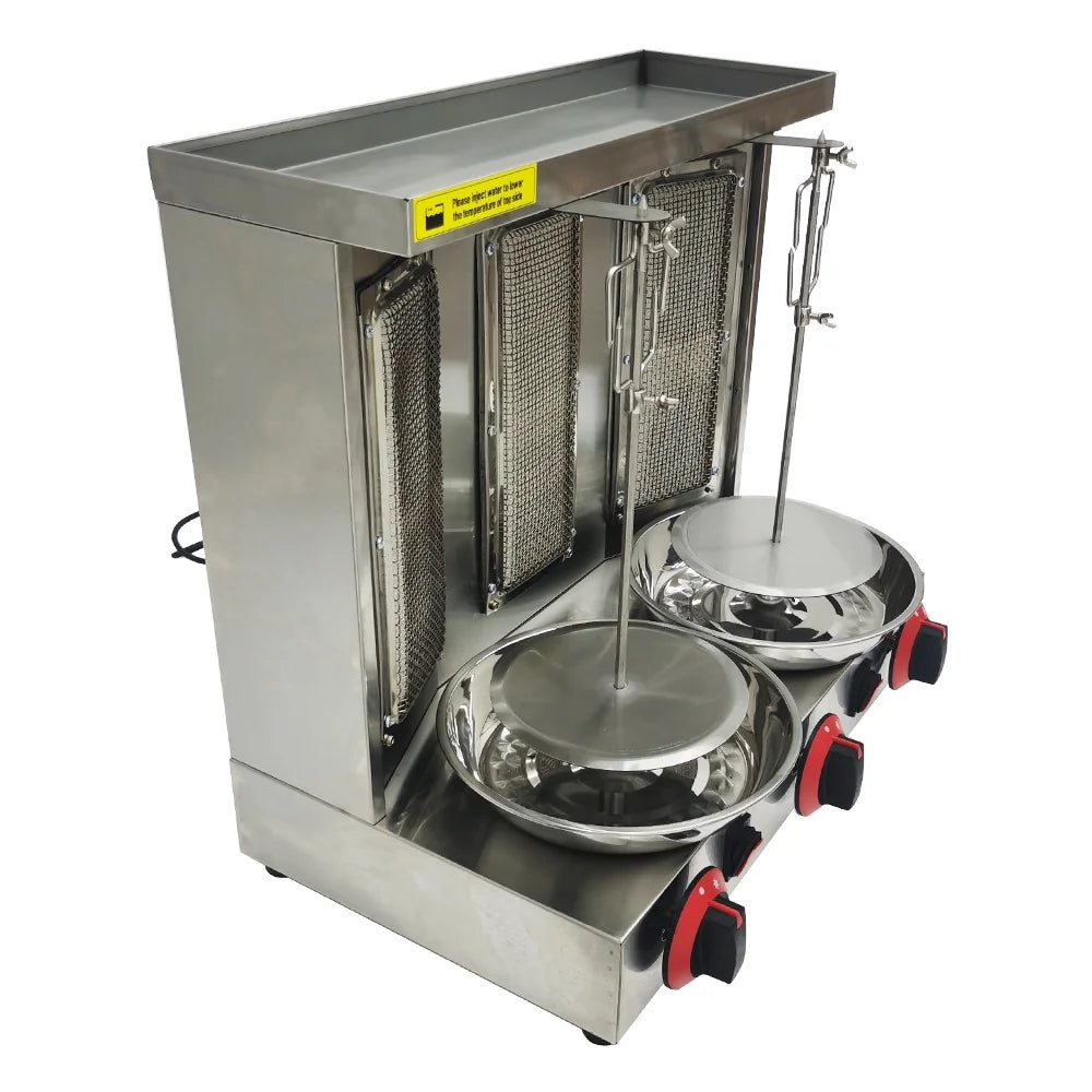 INTSUPERMAI LPG Gas Shawarma Doner Kebab Machine Grill Machine 2 Burners Vertical Broiler