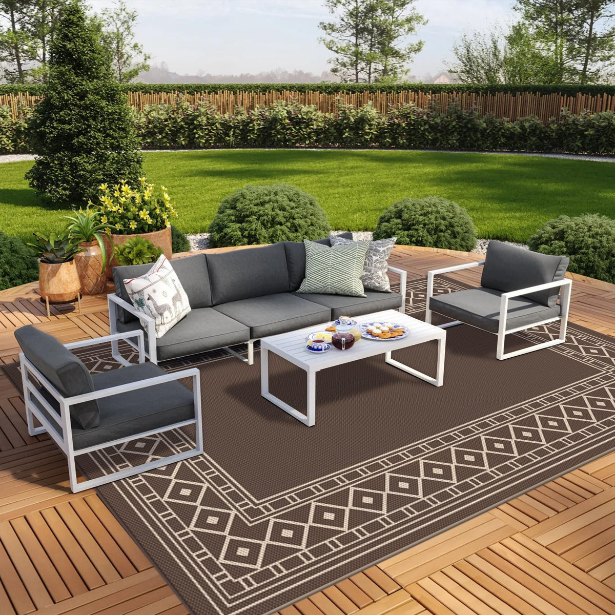 GENIMO Outdoor Rug 10'x14' for Patio Waterproof