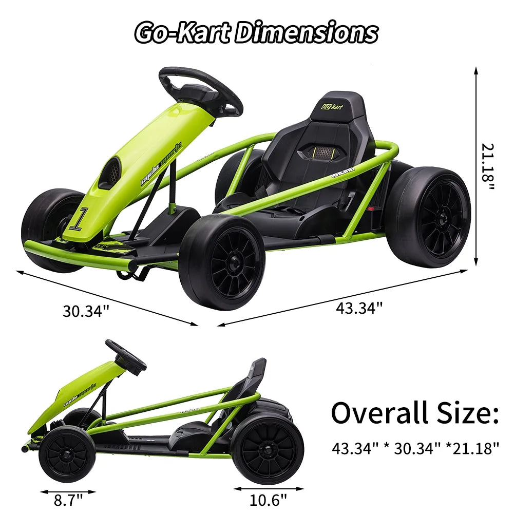 Kojooin Go Kart for Kids, 24V Battery 300WX2 Motors Pedal on Foot Go Cart, 8MPH High Speed Drifting Car with Slow Start Function, Rosé Red
