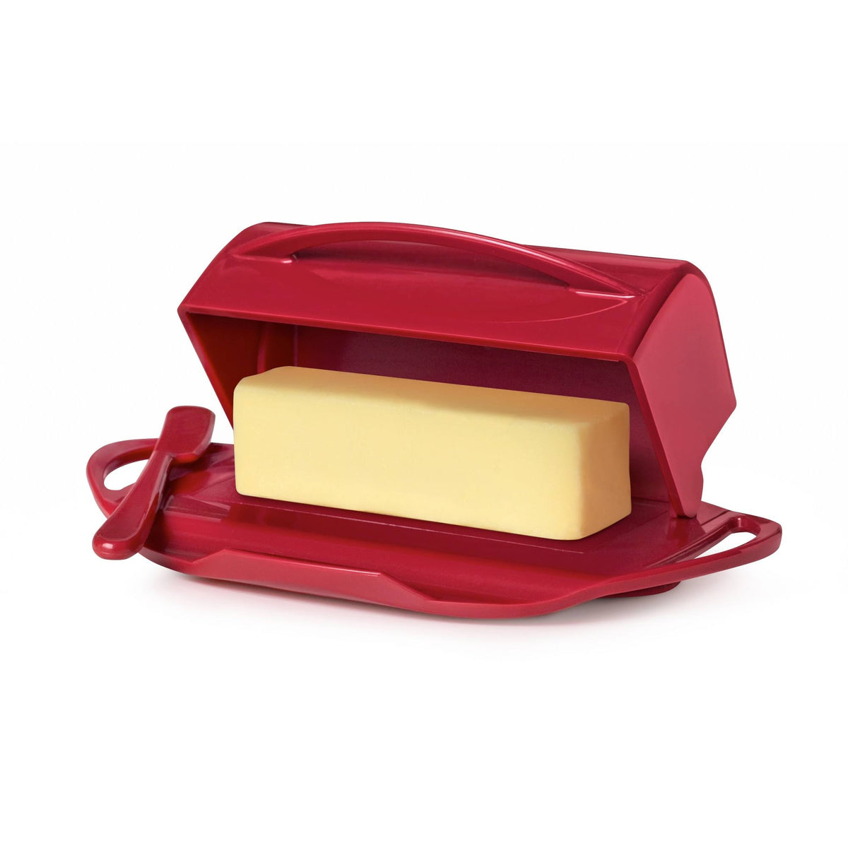 Butterie Flip-Top Butter Dish with Spreader, Red