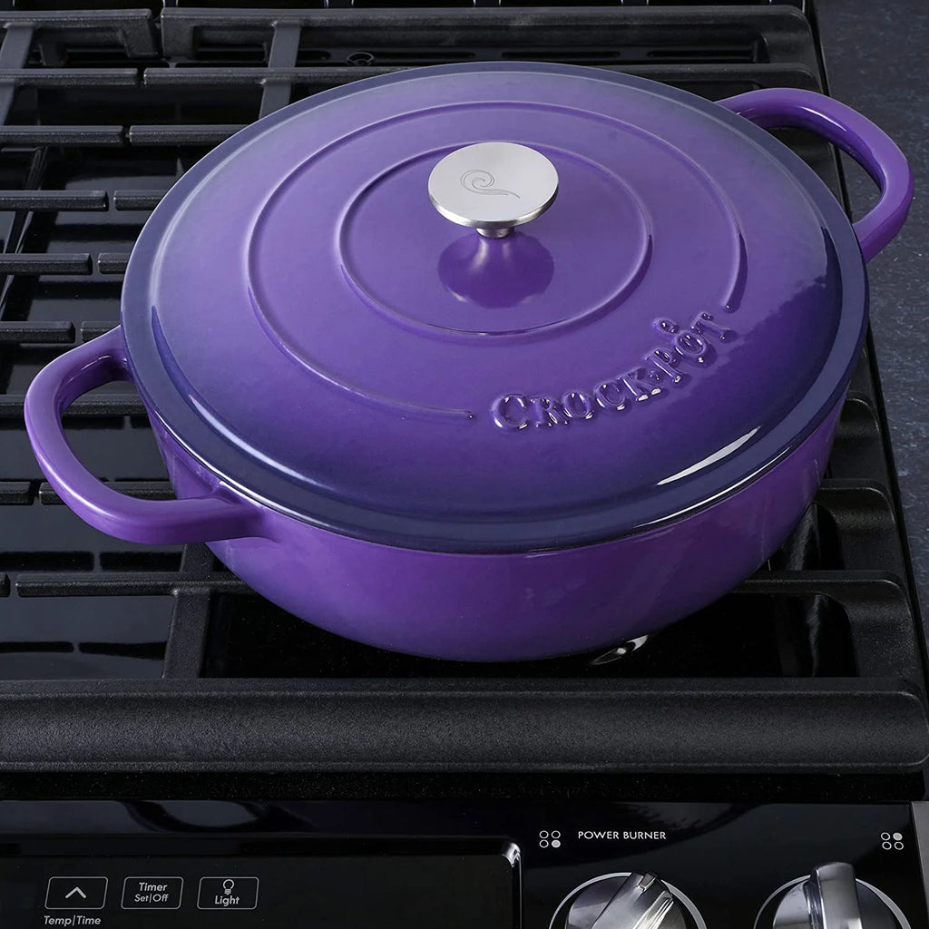 Crock - Pot Artisan 2 Piece 5 Quart Enameled Cast Iron Braiser with Lid in Lavender