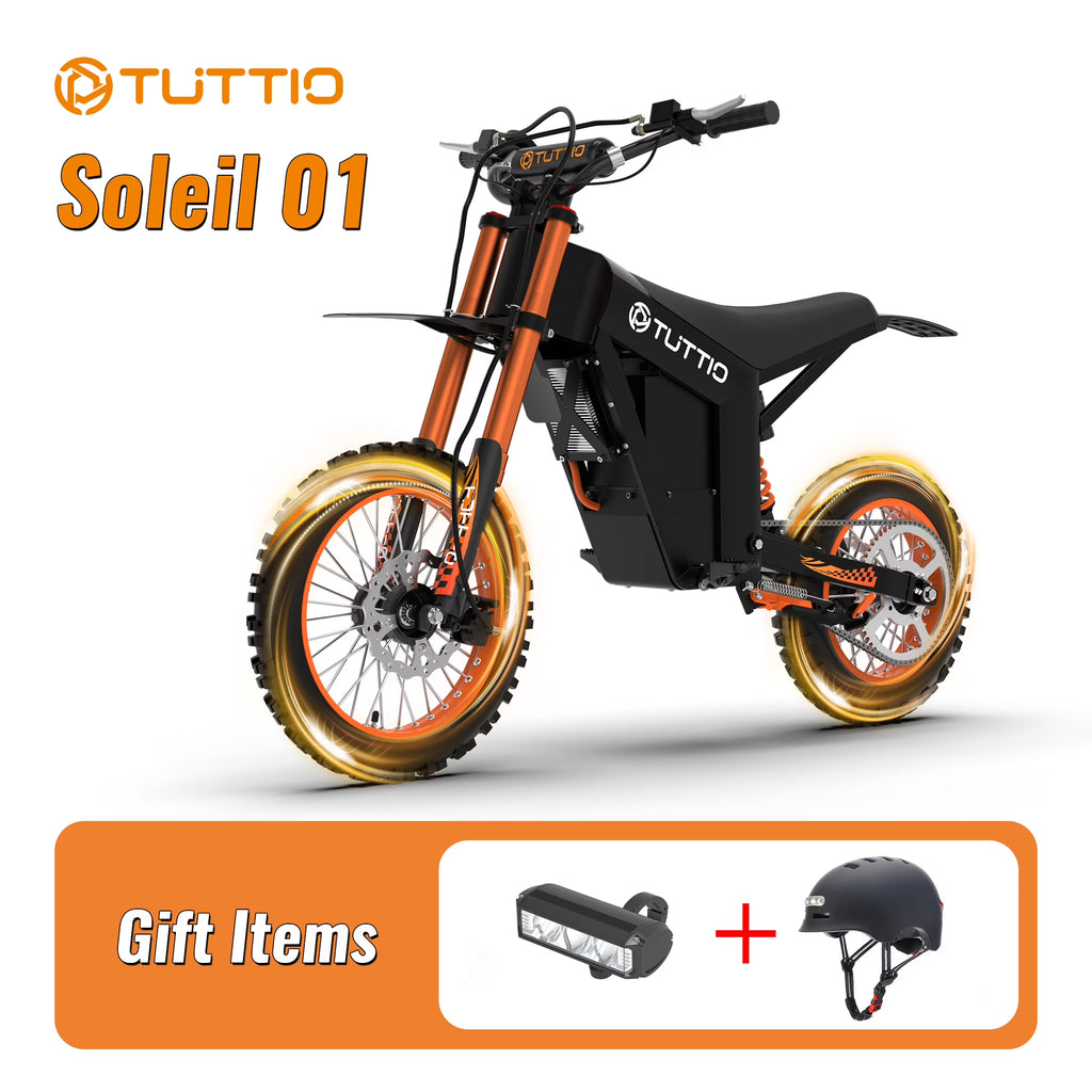 TUTTIO Soleil01 2000W Electric Dirt Bike Adult, 48V 21AH 37MPH, Electric Motorcycle 14"&12"tire Off - Road Dirt Ebikes Full Suspension