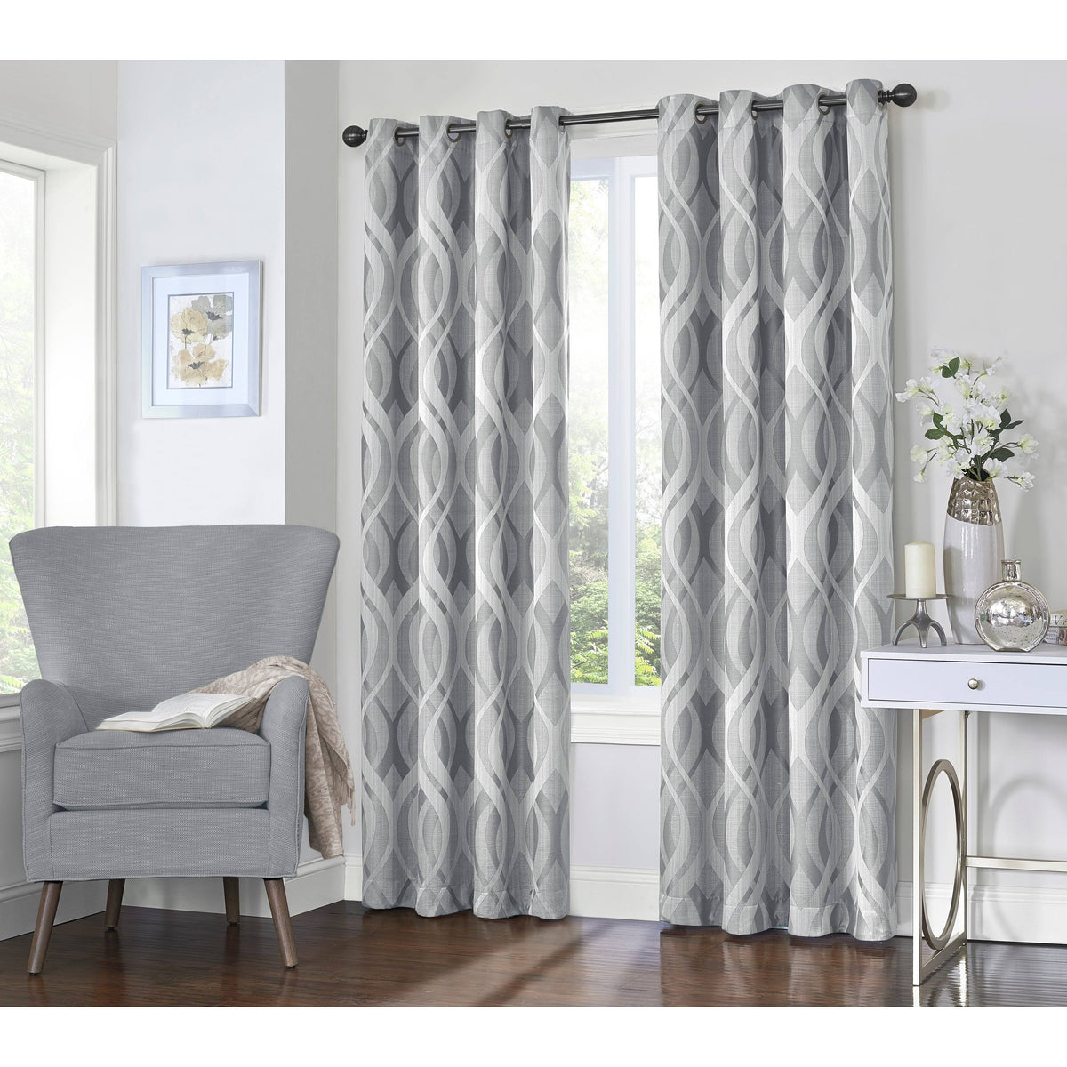 84"x52" Caprese Grommet Top Blackout Curtain Panel Silver - Eclipse