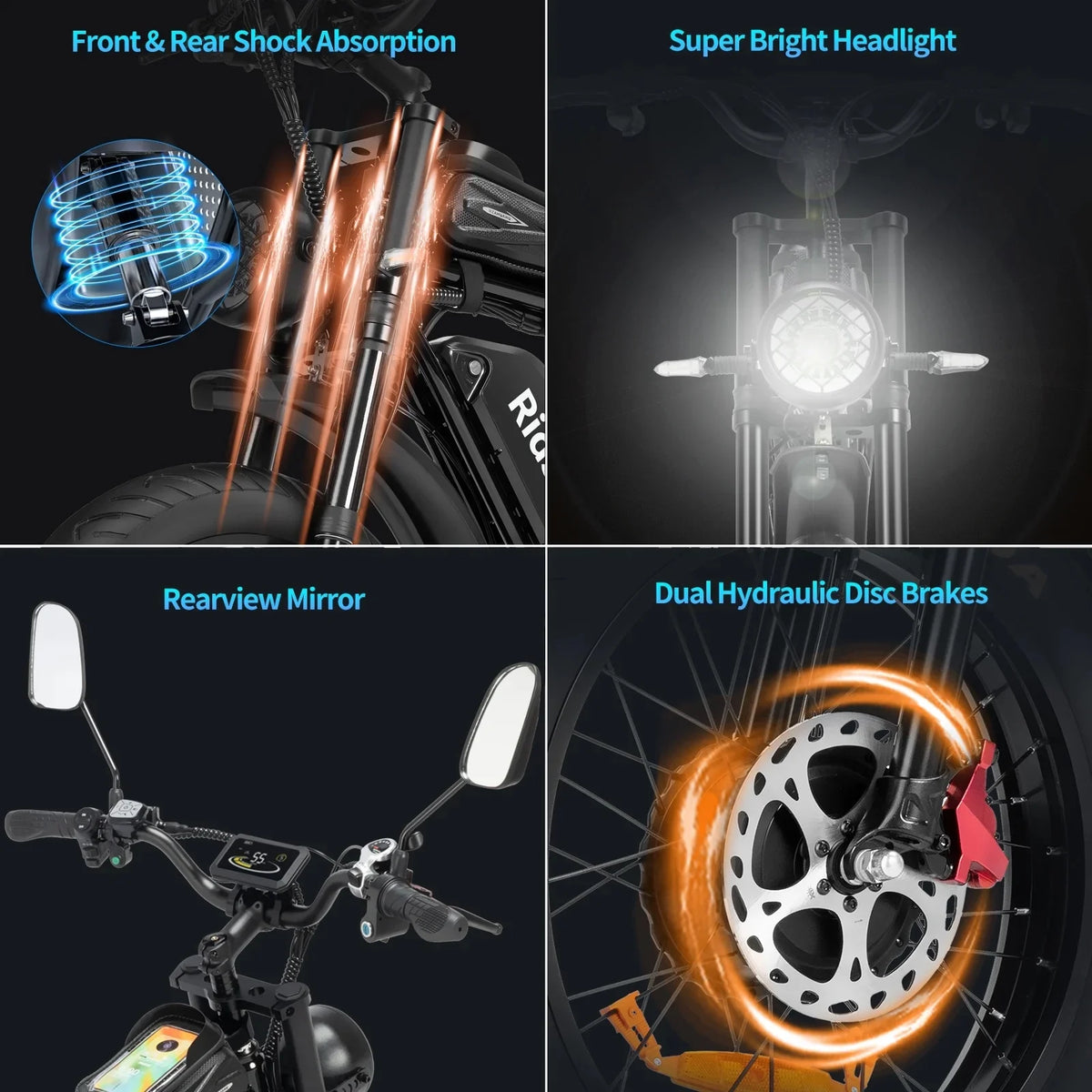 YVY 1500W Electric Bike for Adults, 33MPH 20'' Fat Tire Electric Motorcycle, 48V 20AH Removable Battery, 30 - 60 Miles Mountain Bike UL2849