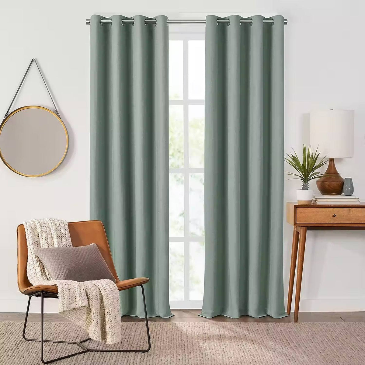 Fieldcrest Davina Energy Saving 100% Blackout Grommet Top Single Curtain Panel Green