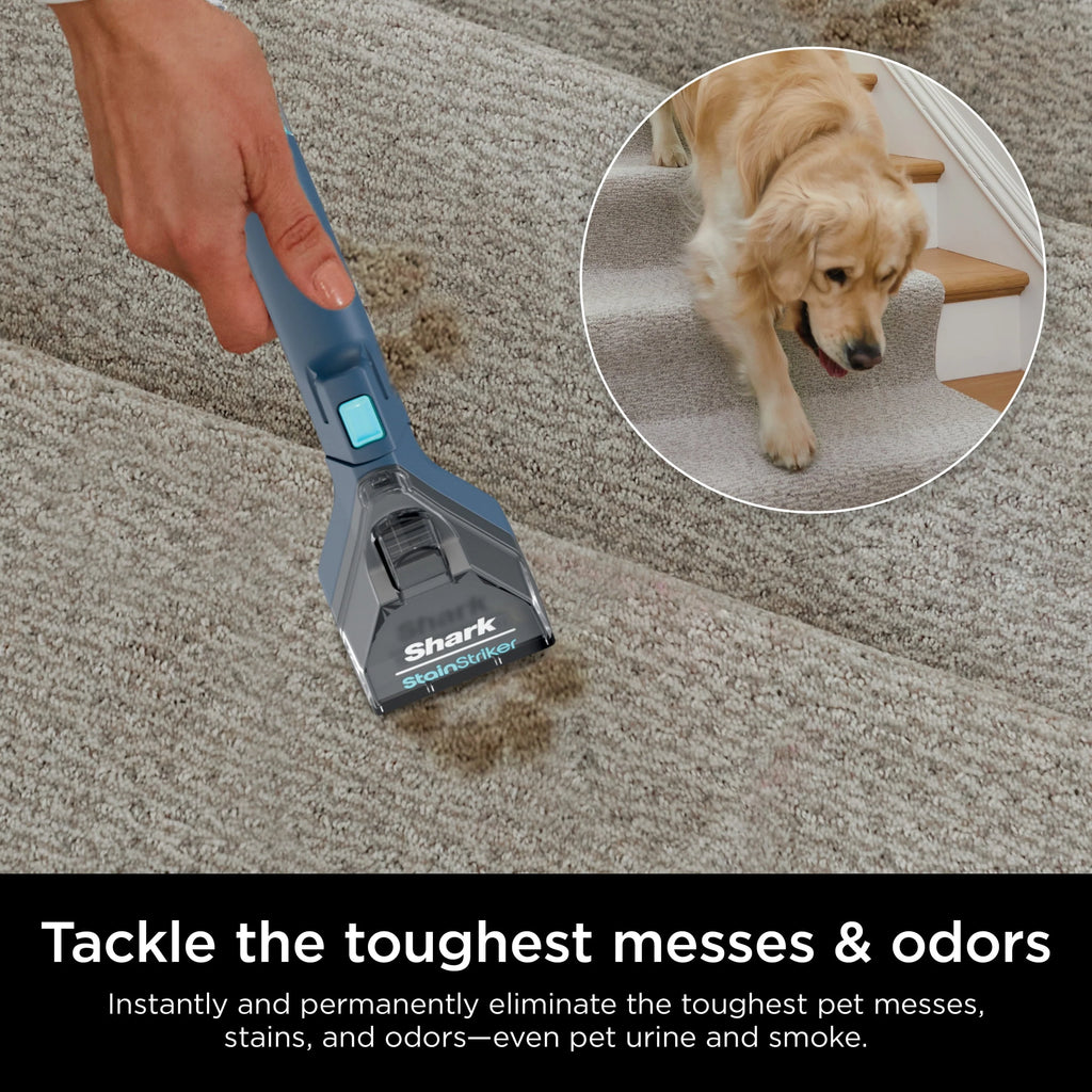 Shark Carpetxpert with Stainstriker, Upright Carpet, Area Rug & Upholstery Cleaner for Pets, Built - in Spot & Stain Eliminator, Deep Cleaning & Tough Stain Removal, Carpet Shampooer, Navy, New, EX200