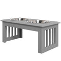 PawHut Hunde-Futterstation, 2 Edelstahlnäpfe, rutschfest, 58,4x30,5x25,4cm, Grau