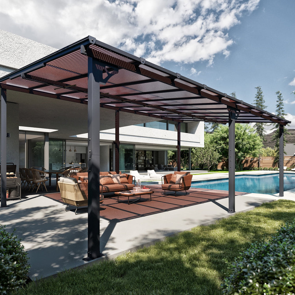 Sumnthink 10'X12' Gazebo for Patio, Gazebo Pergola with Sloped Roof, Large Wall - Mounted Heavy Duty Awnings, for Patio, Deck and Backyard