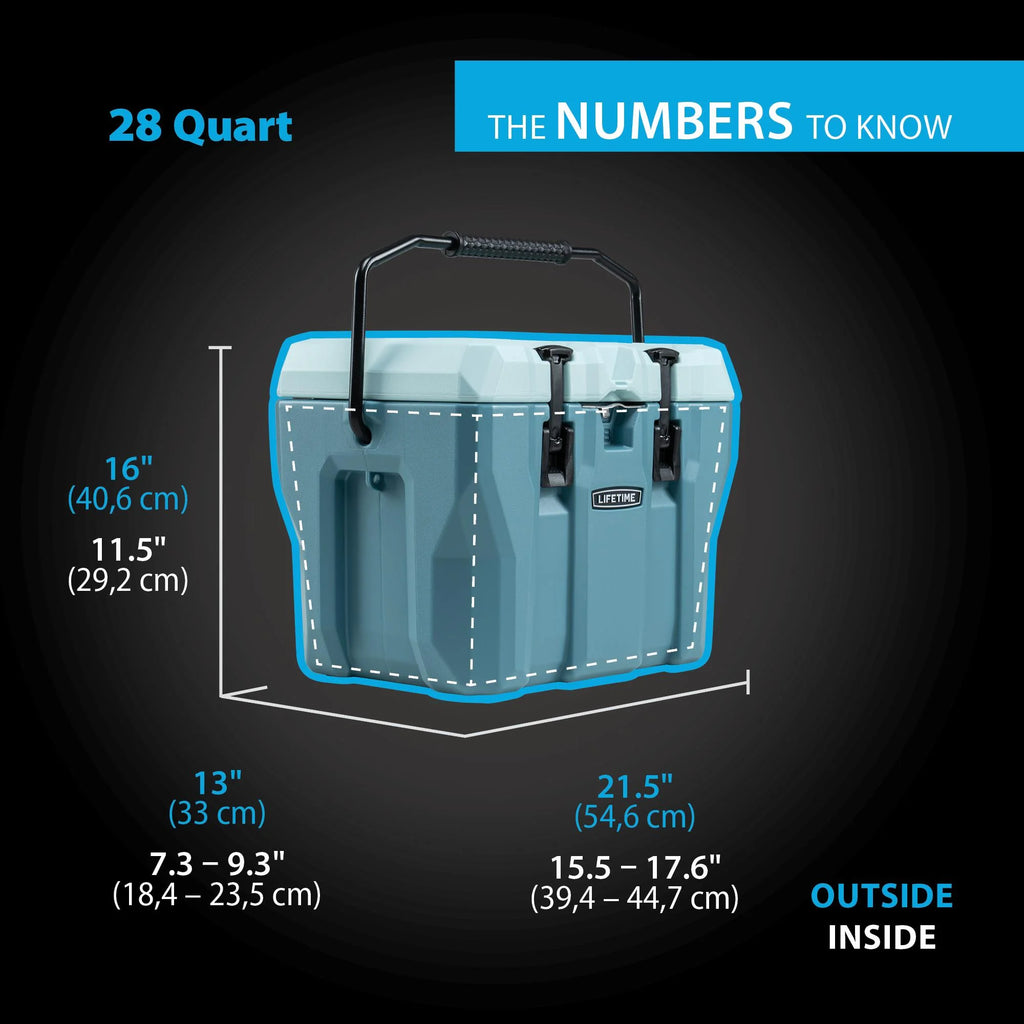 Lifetime 28 Qt Bear - Resistant Camping Cooler, Premium High Performance, Ice Retention, Hard Cooler, 20 Can Capacity, Boulder Gray (91289)