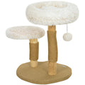 PawHut Katzenbaum, 61,5 cm, mit Katzenbett, Kratzpfosten, Sprungplattform, Spielzeugball, für Katzen bis zu 5 kg, Weiß
