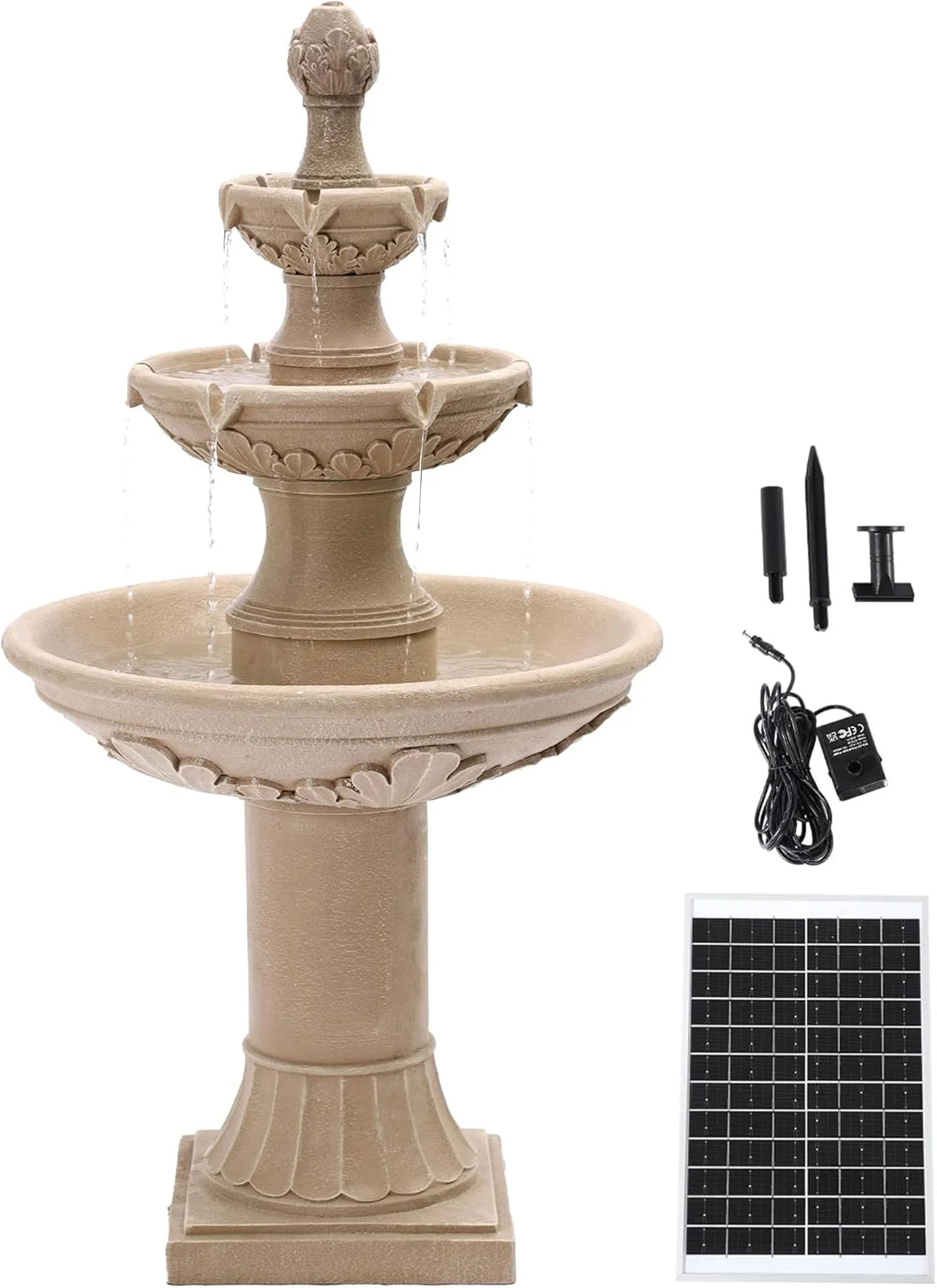 Magic Union Italian Solar Water Fountains Outdoor Garden Decor - 48.4''H Fountain and Waterfall, Large Cascading Indoor Floor - Standing Resin Bubbler Fountain Features W/Pump for Patio, Backyard