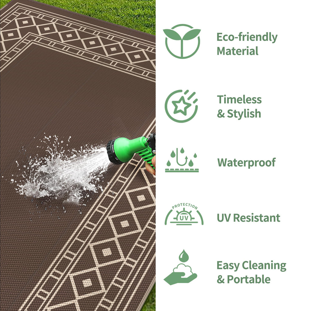 GENIMO Outdoor Rug 10'x14' for Patio Waterproof