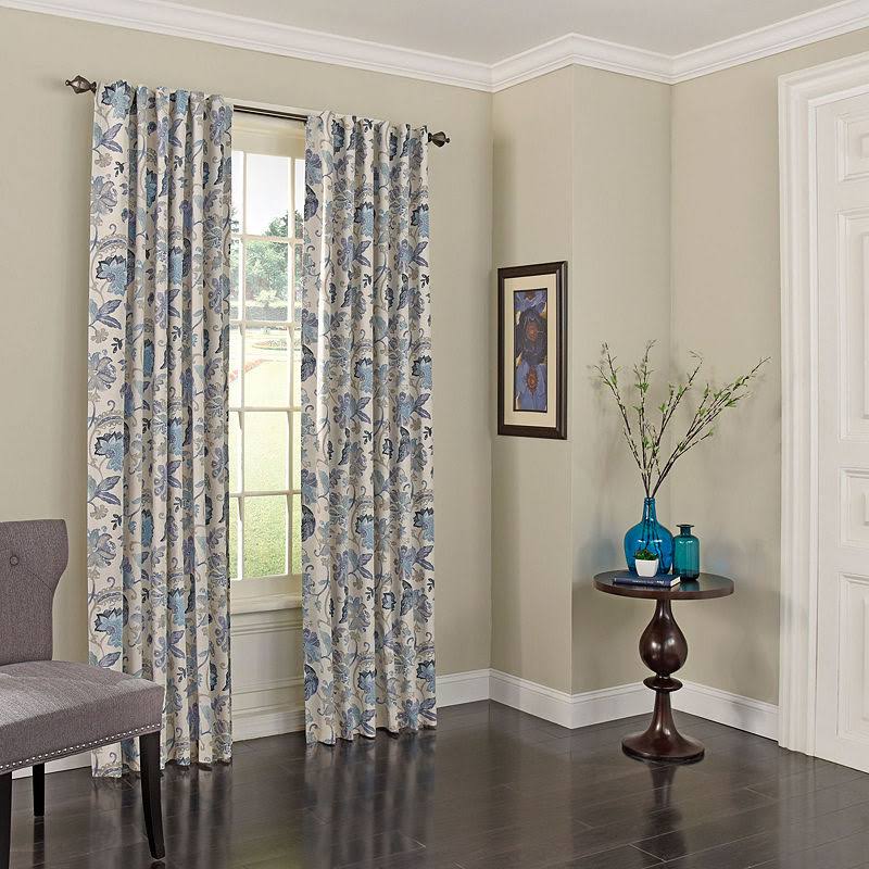 Eclipse Nina Blackout Rod Pocket Back Tab Single Curtain Panel, Blue