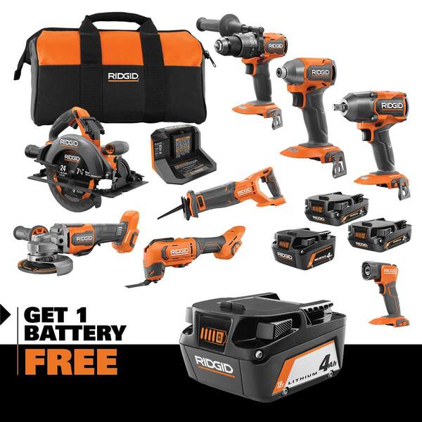 18V Brushless 8 - Tool Combo Kit W/ (2) 2.0 Ah and (1) 4.0 Ah MAX Output Batteries, Charger, & FREE 18V 4.0 Ah Battery