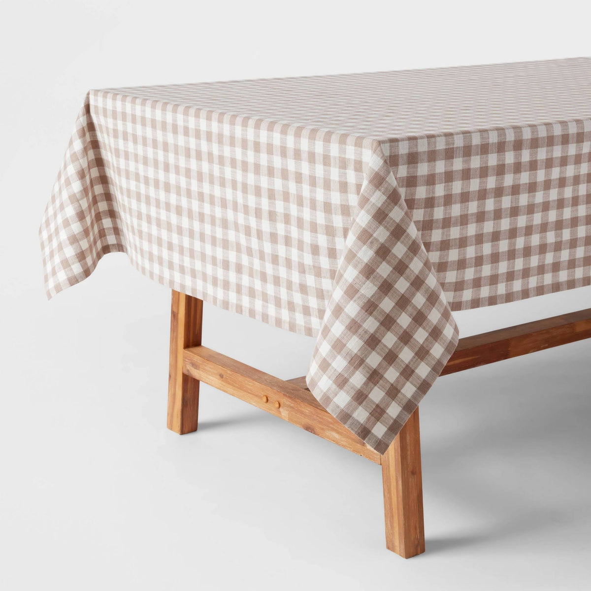 60" x 84" Cotton Gingham Tablecloth Taupe - Threshold