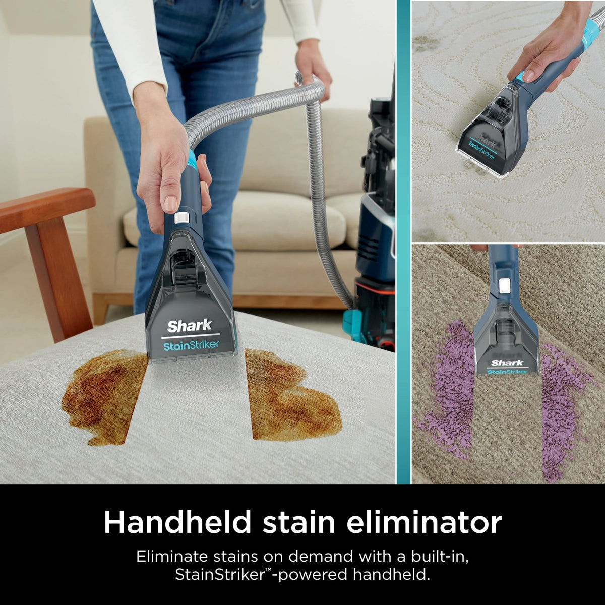 Shark Carpetxpert with Stainstriker, Upright Carpet, Area Rug & Upholstery Cleaner for Pets, Built - in Spot & Stain Eliminator, Deep Cleaning & Tough Stain Removal, Carpet Shampooer, Navy, New, EX200