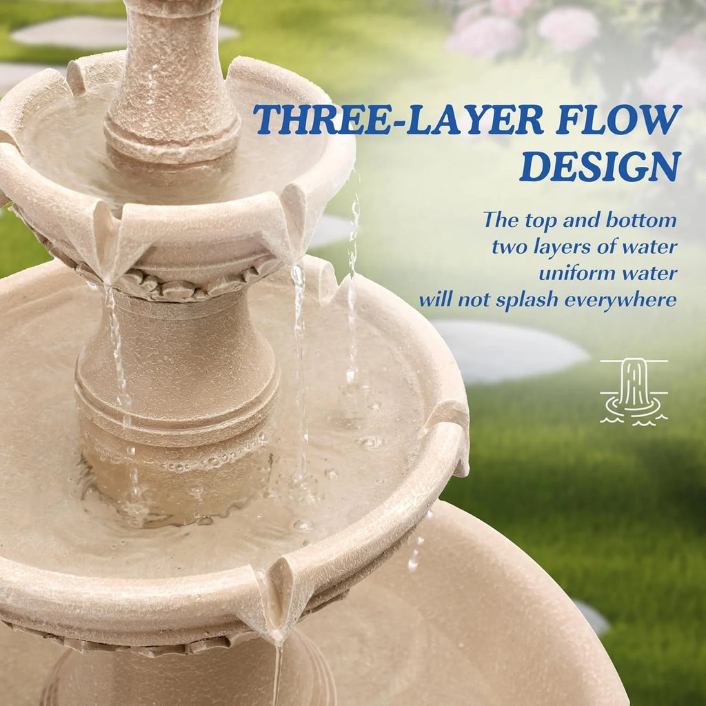 Magic Union Italian Solar Water Fountains Outdoor Garden Decor - 48.4''H Fountain and Waterfall, Large Cascading Indoor Floor - Standing Resin Bubbler Fountain Features W/Pump for Patio, Backyard