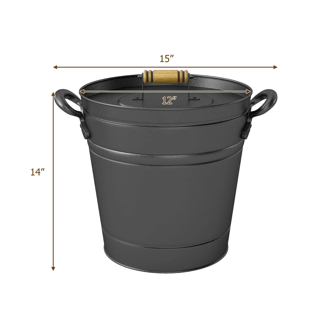 Tangkula 3 Gallon Ash Bucket with Lid for Fire Pits Wood Burning Stoves