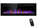 BETELNUT 50" Electric Fireplace Wall Mounted and Recessed with Remote Control, 750/1500W Ultra-Thin Wall Fireplace Heater w/Timer Adjustable Flame