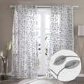 Deconovo Linen Sheer Curtains 63 inch Length 2 Panels, Embroidered Rod Pocket Voile with Leaves - Each 52x63 in, Grey, Size: 52 x 63, Gray