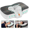 Elviros Cervical Memory Foam Neck Pillow for Side Sleeping, Contour Orthopedic Pillows for Back and Stomach Sleepers, Adjustable Ergonomic Bed