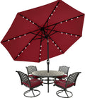 MASTERCANOPY Patio Umbrella with 32 Solar LED Lights -8 Ribs (9ft,Burgundy)