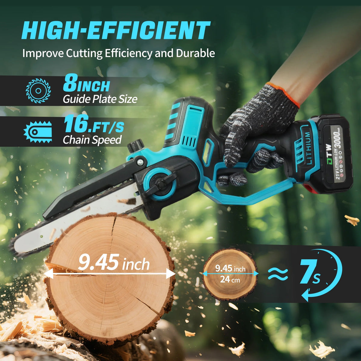 Mini Chainsaw Cordless 8 in, 2*3000mah Battery Portable Handheld Electric Chainsaw for Branch Tree Cutting Gardening Pruning, Auto Oiler, Upgraded Brushless Powered Chain Saw