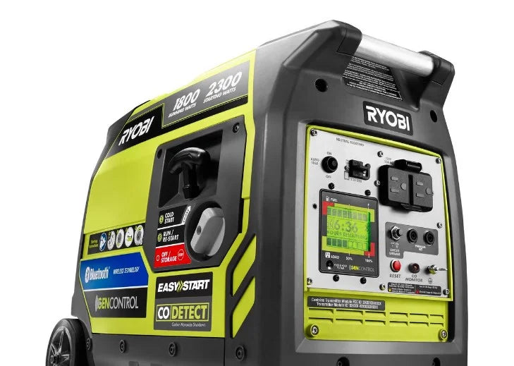 Ryobi 2, 300 - Watt Recoil Start Bluetooth Super Quiet Gasoline Powered Digital Inverter Generator with CO Shutdown Sensor