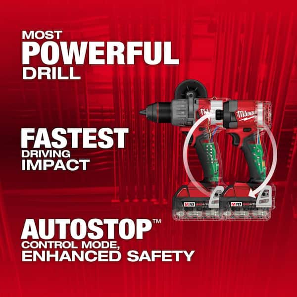 M18 FUEL 18-V Lithium-Ion Brushless Cordless Hammer Drill/Impact Combo Kit W/1/2 in .Impact Wrench Kit w/(4) Batteries