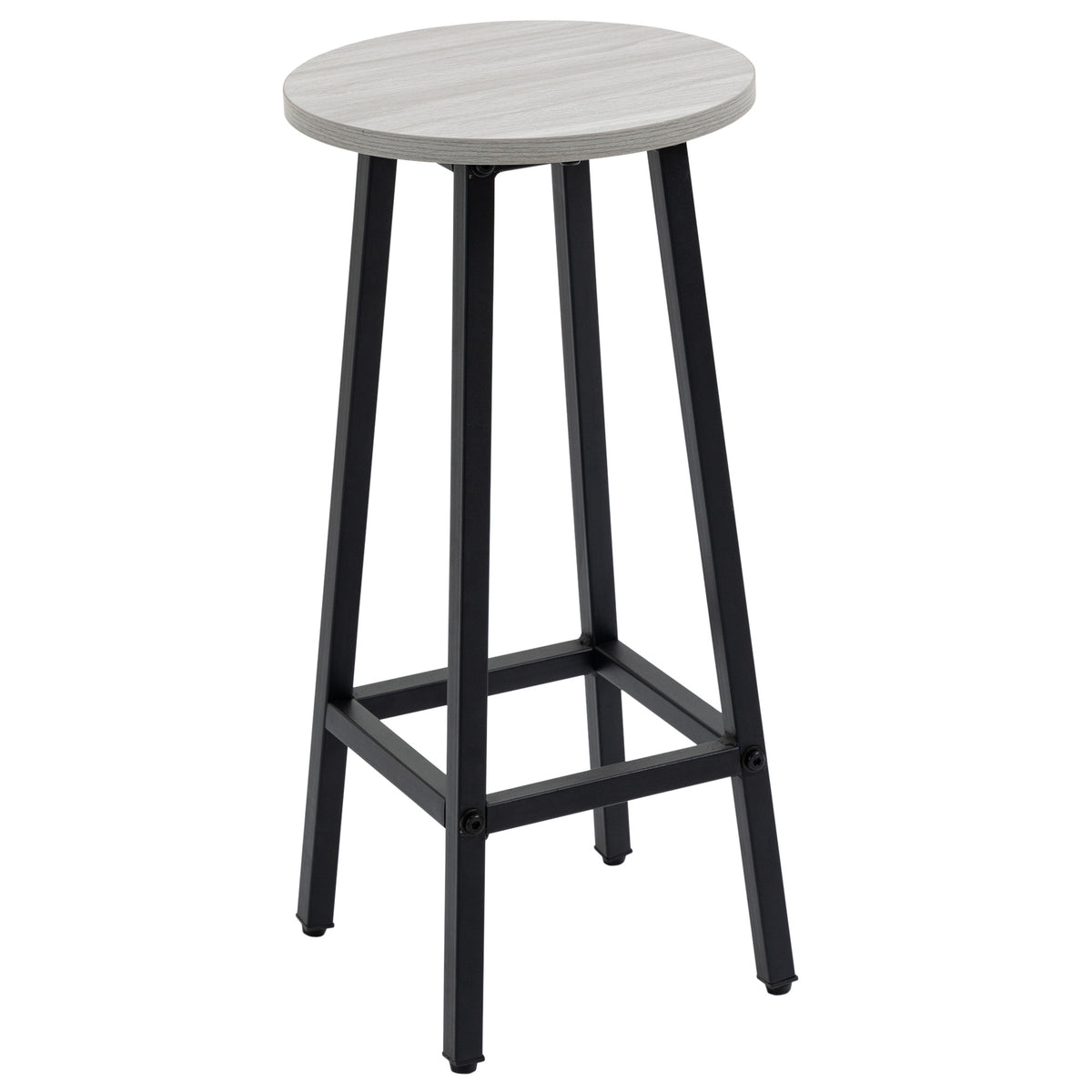 HOMCOM Bartisch-Set im Industriedesign, 6-teilig, 2 Tische und 4 Barhocker, Grau + Schwarz