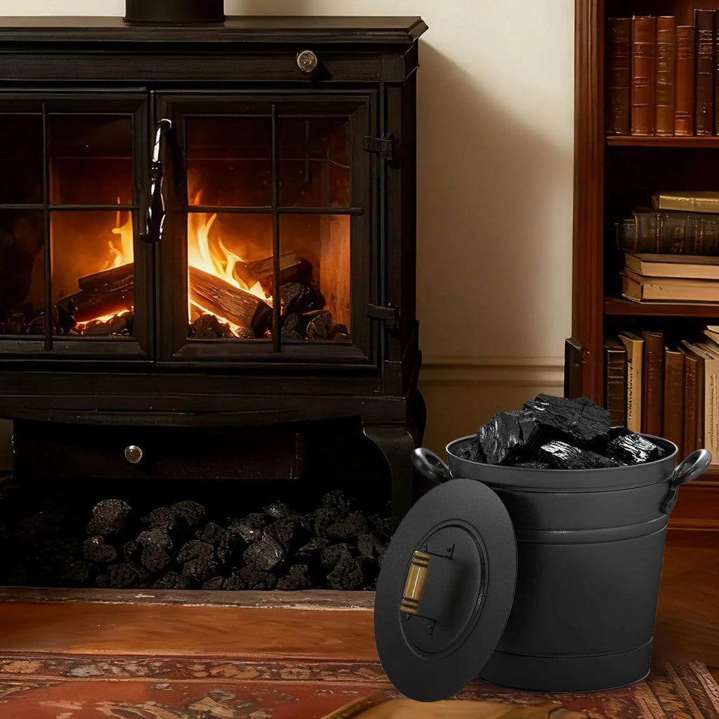 Tangkula 3 Gallon Ash Bucket with Lid for Fire Pits Wood Burning Stoves